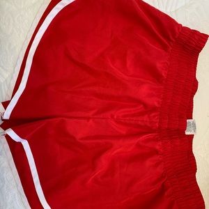 Red athletic shorts